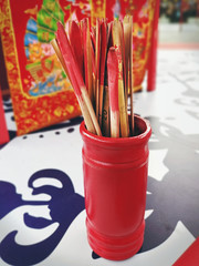 Fortune Sticks Made of Bamboo in Red Container