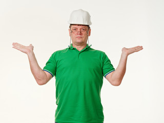 emotion man foreman on a white background