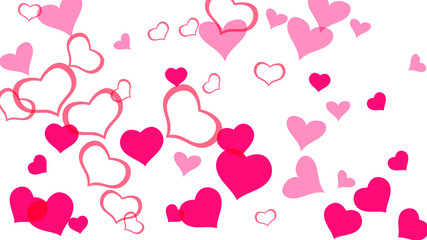 Spring background. Part of the design of wallpaper, textiles, packaging, printing, holiday invitation for wedding. Red hearts of confetti are falling. Red on White fond Vector.