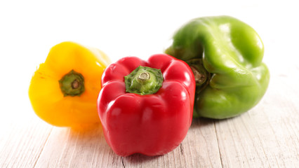 red, green and yellow bell pepper