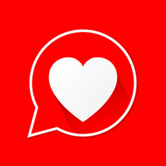 The red heart icon design with shadow
