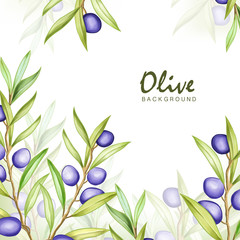 watercolor olive leaves background