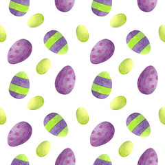 seamless watercolor pattern for Easter with different elements: eggs. ideal for fabric, wrapping paper, decor
