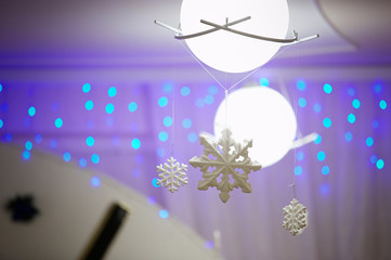 snowflake in the interior at a children's party