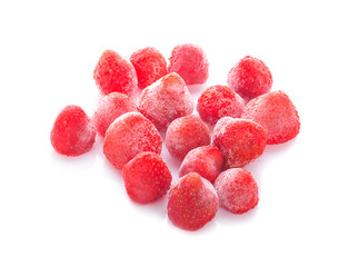frozen strawberries an isolated on background