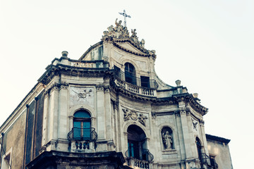 Beautiful cityscape of Italy, facade of old cathedral Catania, Sicily, Italy, Basilica della...