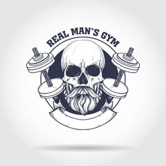 Hand drawn sketch, angry sport skull