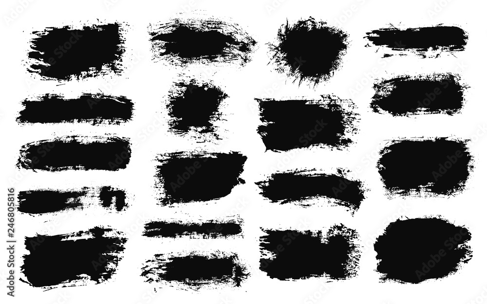 Aufkleber brush strokes set vector painted isolated objects