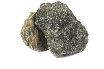 Basalt rock From industrial plants isolate on white background
