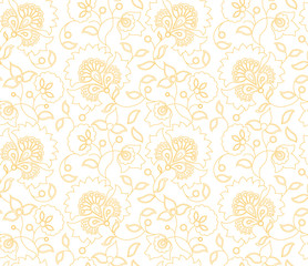 Vector seamless flower indian style pattern on white background - 246807095