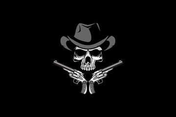 skull cowboy vector logo template