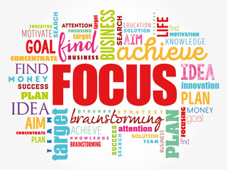 FOCUS word cloud collage, business concept background