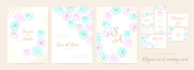 Vintage Wedding Invite Watercolor Set.