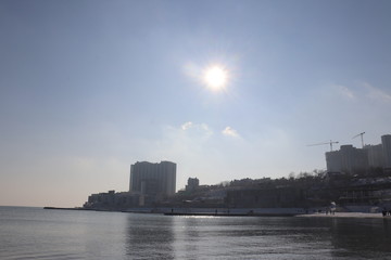 Sunny beach in winter 2