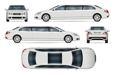 limousine vector mockup for vehicle branding, advertising, corporate identity. Isolated template of realistic car on white background. All elements in the groups on separate layers