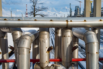 Metal Pipes at an Oil Refinery