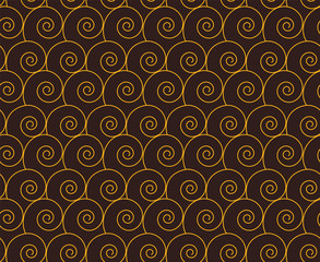 Seamless vector pattern in Indonesian batik style on the brown background.