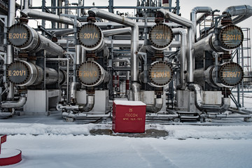 Obraz na płótnie Canvas Heat Exchanger at an Oil Refinery