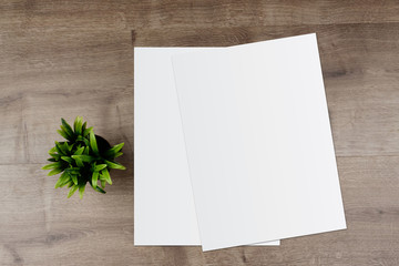 White paper and space for text on old wooden background