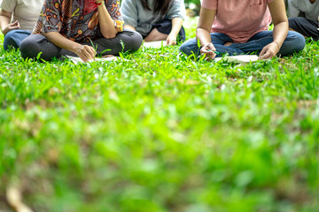 Asian guys in the garden workshop and have acted together.
