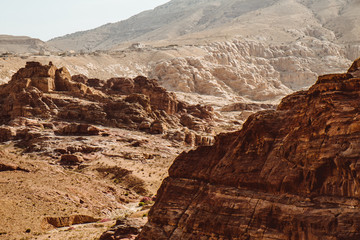 Hilly landscape on the antique site of Petra - Jordan