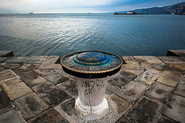 historical bollard on the top of audace pier, trieste