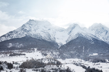 Fototapeta na wymiar Snowy mountain landscape in Switzerland