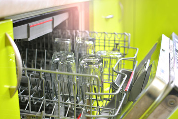 Dishwasher machine in the kitchen