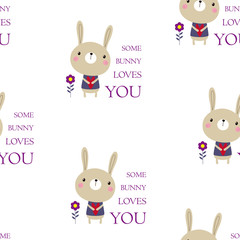 valentines pattern with bunny