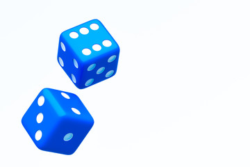 2つの青いさいころの3Dイラスト
