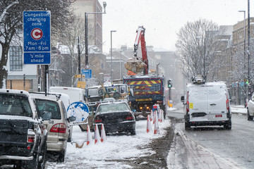 Snowy Islington, London, UK