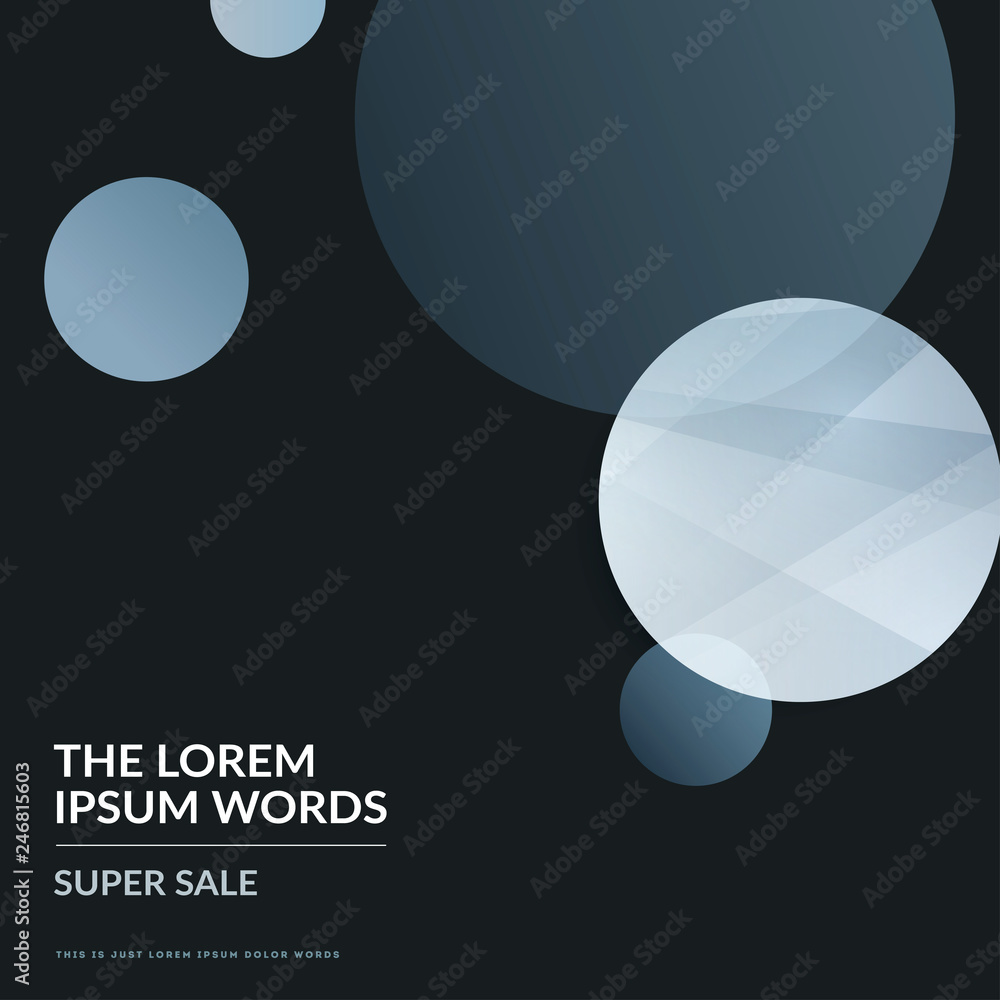 Poster abstract design of vector elements for graphic template. modern black background. grey smooth circle