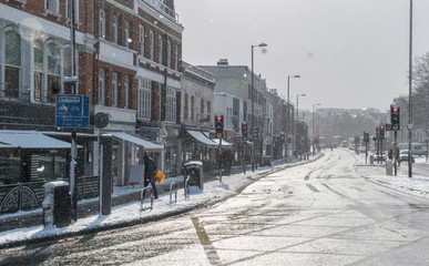 Snowy Islington, London, UK