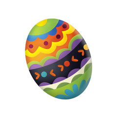 cartoon happy easter scene with colorful easter egg on white background - illustration for children