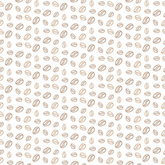 Coffee seamless pattern.  Repeating coffee beans background for wrapping paper, package, scrapbooking, textile design.