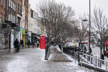 Snowy Islington, London, UK