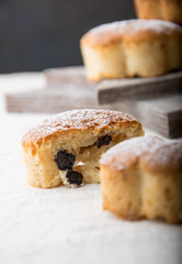 delicious muffin with raisins in the cut