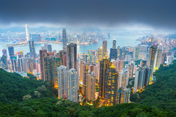 Obraz premium Hong Kong, China skyline from Victoria Peak.