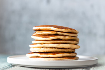 Pancake on a plate close-up.