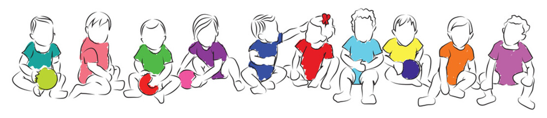 group of babies illustration