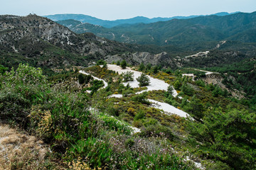 Fototapeta na wymiar Mountains spring beautiful landscape mountaineering. Troodos Mountains on the island of Cyprus in Europe.