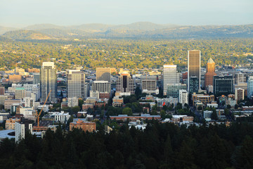 Aerial view of Portland, Oregon downtown
