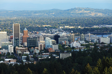 Naklejka premium Aerial view of Portland, Oregon city center