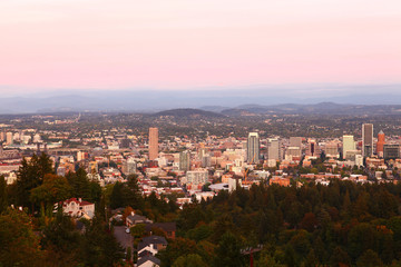 Fototapeta na wymiar Aerial view of Portland, Oregon at dusk