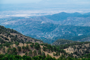 Fototapeta premium Mountains spring beautiful landscape mountaineering. Troodos Mountains on the island of Cyprus in Europe.