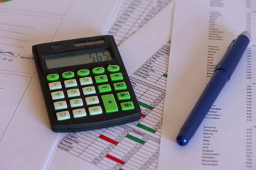 Naklejka na ściany i meble Accounting documents of a company on the table