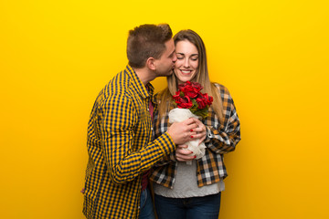 Couple in valentine day with flowers