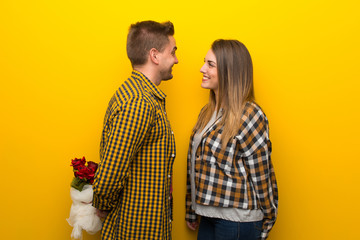 Couple in valentine day with flowers