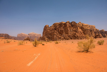 Remote desert in Wadi Rum, Jordan