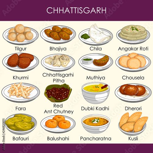 "illustration of delicious traditional food of Chhattisgarh India" Stock image and royaltyfree